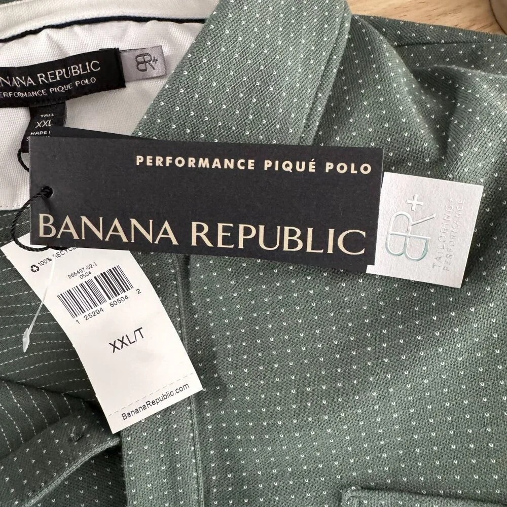 Banana Republic‎ Performance Pique Polo Shirt Mens 2XLT Green NWT TP-3534